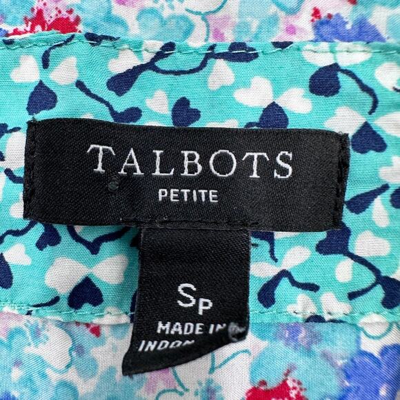 Talbots Blouse Women Petite SMALL Preppy Floral Office Career Summer Lightweight - Picture 5 of 10